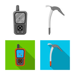 Isolated object of mountaineering and peak logo. Set of mountaineering and camp stock symbol for web.