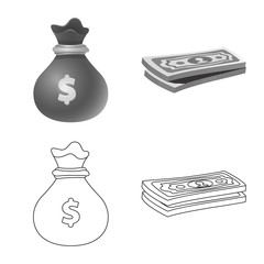 Isolated object of bank and money symbol. Collection of bank and bill stock symbol for web.