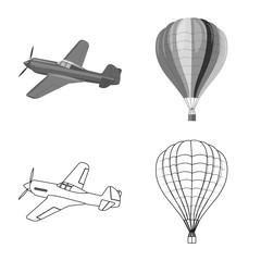 Isolated object of plane and transport symbol. Set of plane and sky stock symbol for web.