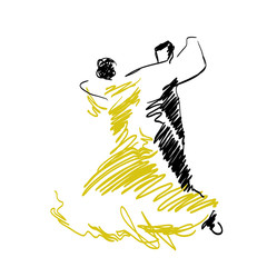 Sketch of dancing couple. Hobby. Sport. - 239484614
