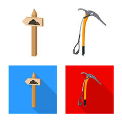 Vector design of mountaineering and peak logo. Collection of mountaineering and camp stock symbol for web.