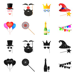 Vector illustration of party and birthday logo. Set of party and celebration vector icon for stock.