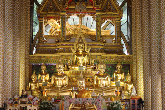 Golden Buddha statue, The Temple in North East of Thailand