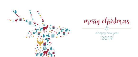 Merry Christmas greeting card reindeer collage © Daniel Berkmann