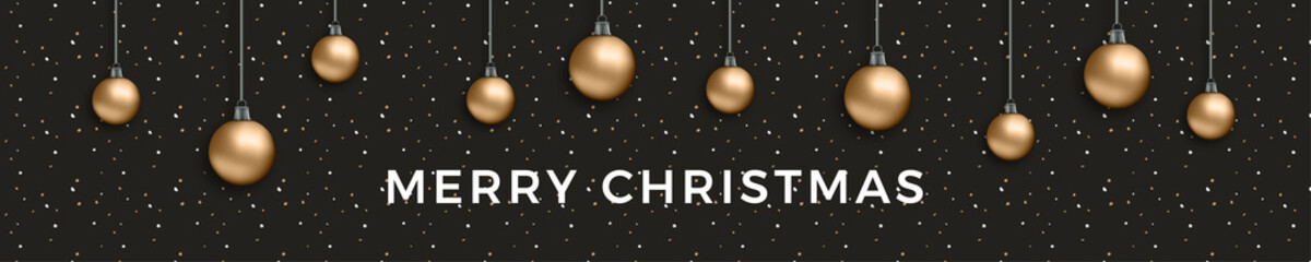 Naklejka premium Merry Christmas bronzene Christbaumkugeln Banner