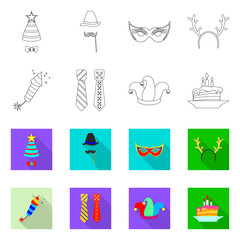 Vector design of party and birthday logo. Collection of party and celebration stock vector illustration.