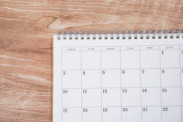 Calendar on the desk or table　デスクまたはテーブルの上のカレンダー