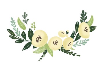 hand drawn abstract floral frame with leaves and flowers for wedding invitation