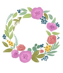 hand drawn abstract floral frame with leaves and flowers for wedding invitation