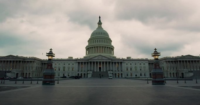 US Congress with rolling clouds timelapse