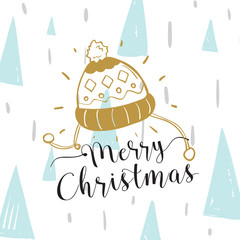 Merry Christmas. Typography. Vector logo, text design. Greeting card.
