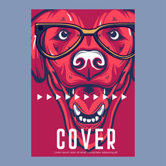 Pug Dog in a glasses. Vector illustration