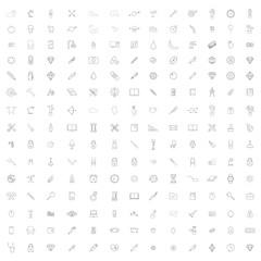 monochrome set with different universal line icons for your design