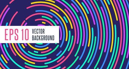 Abstract minimal vector background design with text template. Modern neon colorful circle lines and design template elements for your art, flyers, posters, covers, banners. Vector EPS 10