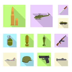 Vector illustration of weapon and gun logo. Set of weapon and army vector icon for stock.