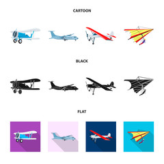 Vector illustration of plane and transport logo. Collection of plane and sky stock vector illustration.