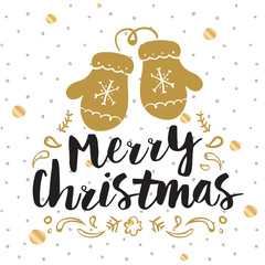 Merry Christmas. Typography. Vector logo, text design. Greeting card.