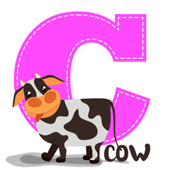 Set alphabet letters C cute simple color