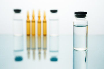 medical Vaccine vial hypodermic injection treatment disease care in hospital and prevention illness.