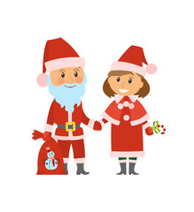 Santa Claus and Helper in Traditional Costumes
