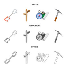 Vector design of mountaineering and peak icon. Set of mountaineering and camp stock vector illustration.