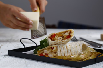 pasta presentation with sauce