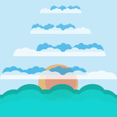 the sun in the clouds above the sea