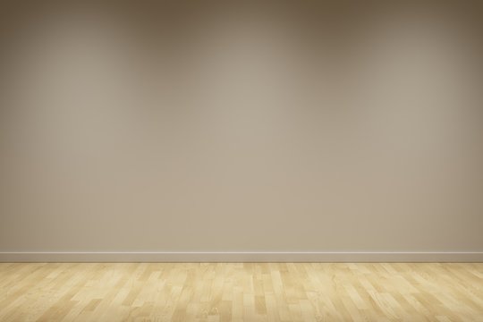 White wall background with wood floor night scene