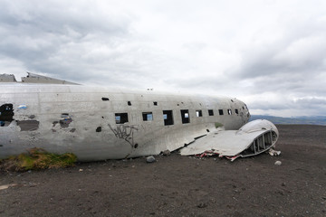 Solheimasandur plane wreck view. South Iceland landmark