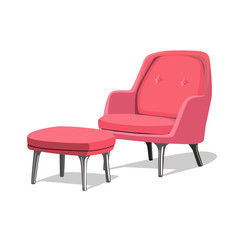 Modern colorful soft armchair with upholstery. Armchairs for room design games. Cushioned furniture, room decoration, interior design isolated on white. Vector illustration flat style.