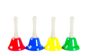 Coloured musical handbells set, isolated on white background