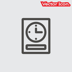 Clock icon isolated sign symbol and flat style for app, web and digital design. Vector illustration.