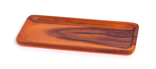 wooden tray isolated on white background