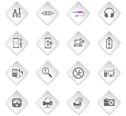 electronics repair icon set