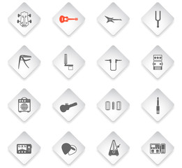 guitar and accessories icon set