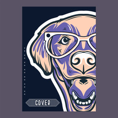 Pug Dog in a glasses. Vector illustration