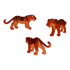 Set of tiger. Vector illustration on white background