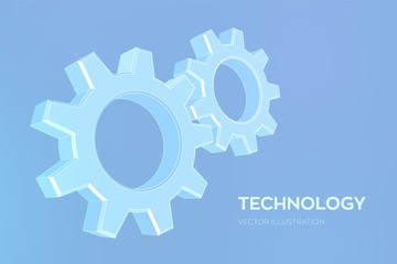 Gears. Engineering Gear wheels. 3D wireframe mesh Gear. Mechanical technology machine engineering symbol. Industry development, engine work, business solution concept. Vector Illistration.