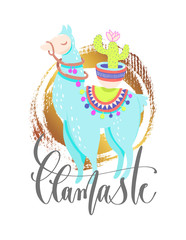 llamaste - funny poster or greeting card with beautiful llama po