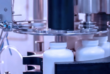 Abstract, blur, bokeh background, defocusing - image for the background. Pharmaceutical production...