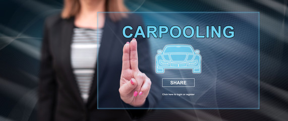Woman touching a carpooling concept