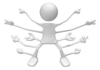 Odd White Figure, Many Hands Front