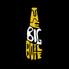 big bottle beer lettering vector design template