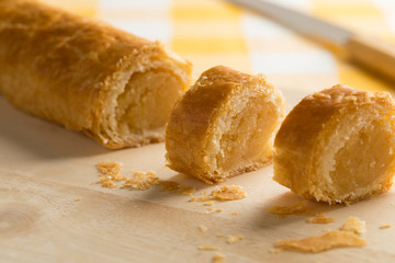  Dutch pastry with almond filling close up