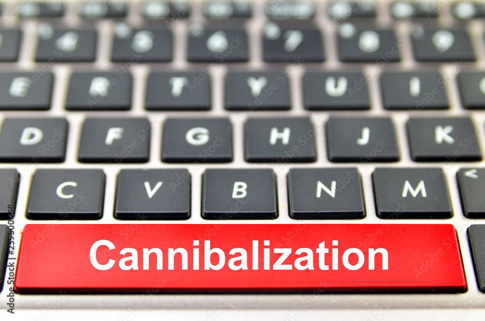 Poster cannibalization word on computer space bar