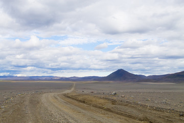 Dirt road along central highlands of Iceland.