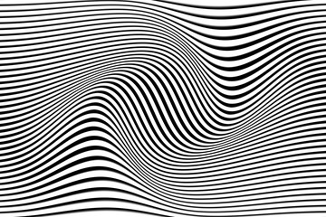 black and white abstract background with line distortion 3D illustration