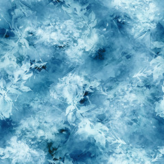 Fototapeta premium Seamless watercolor background with perfume bottle, flowers, paint splash.Watercolor card with a picture of perfume bottle. Flower fragrance. Vintage fashion illustration of perfume. Splash and spray