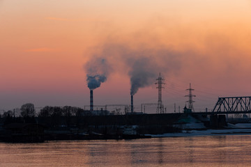 Obraz premium running thermal power station in novosibirsk