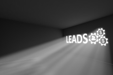 LEADS rays volume light concept 3d illustration